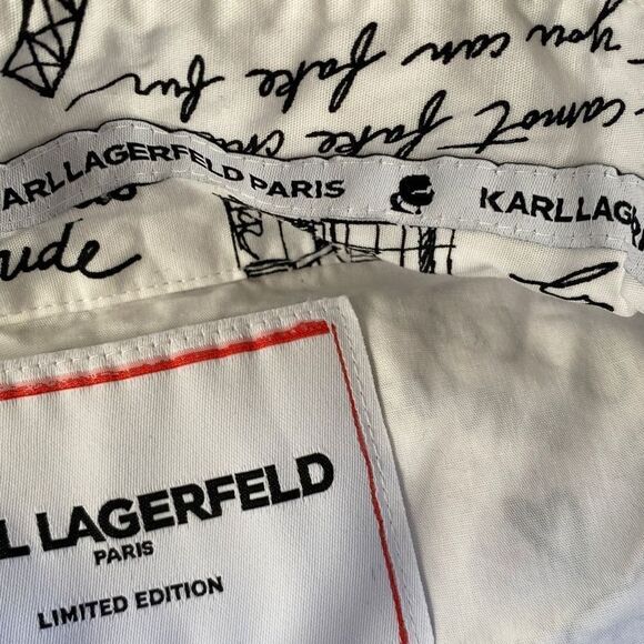 Karl Lagerfeld Paris NWOT Limited Edition Cotton Shirt Conversation Print M - Picture 6 of 10